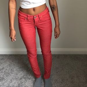 Red True Religion Skinny Jeans